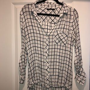 Plaid button down, blouse material